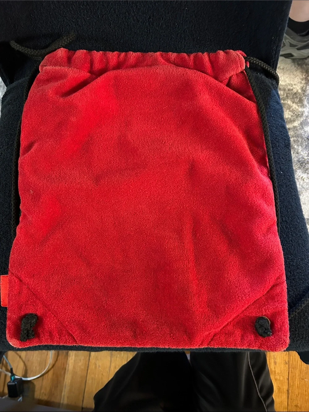 Ecko Unlimited Red Terry Lined Drawstring Backpack w Embroidered White Rhino